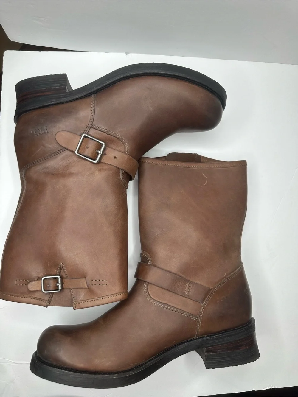 Polo by Ralph Lauren Brown Leather Harness Mid-Calf Boots